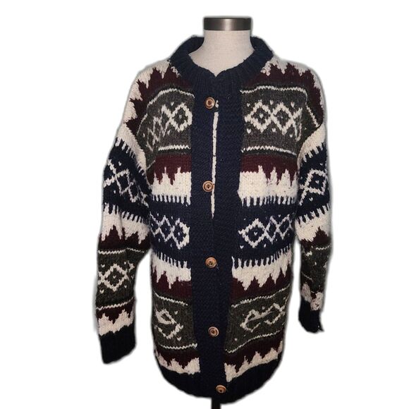 Vintage Ecuador Handmade Chunky Cable Knit Sweater - Picture 1 of 15